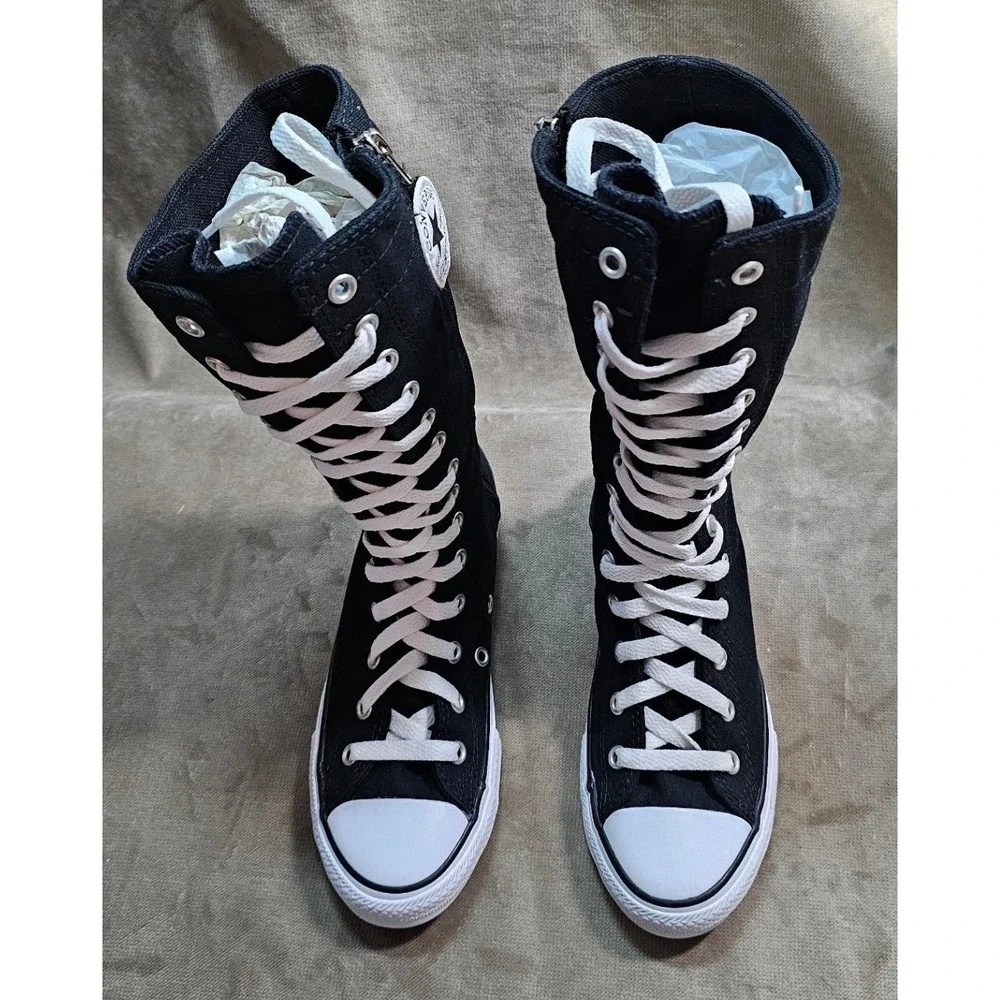 Converse Chuck Taylor All Star XX-Hi Black Canvas Knee High Youth Boots Size 2